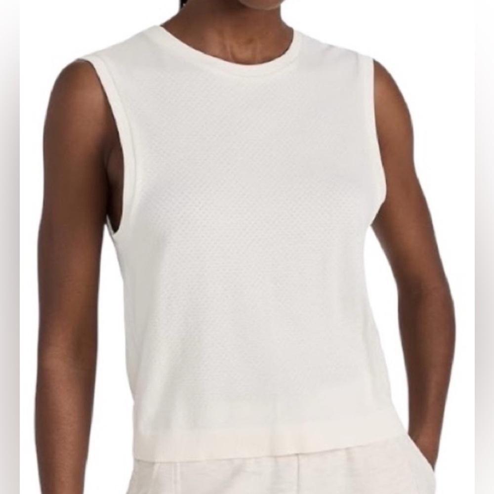 NEW VARLEY page seamless crop tank top in Snow White cream textured L/XL